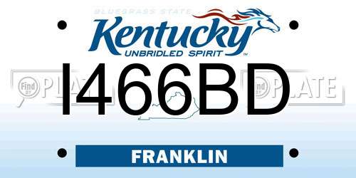 I466BD Kentucky License Plate