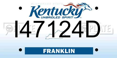 I47124D Kentucky License Plate