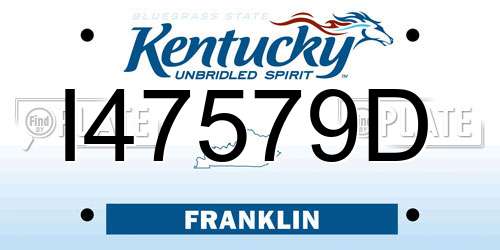 I47579D Kentucky License Plate
