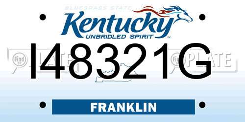 I48321G Kentucky License Plate