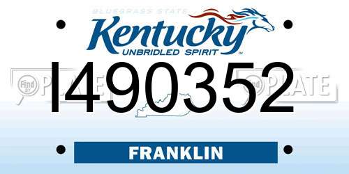 I490352 Kentucky License Plate