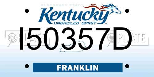 I50357D Kentucky License Plate