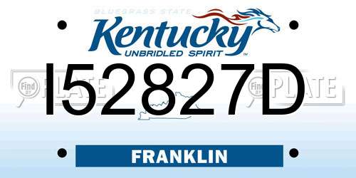 I52827D Kentucky License Plate