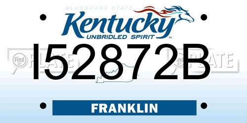 I52872B Kentucky License Plate