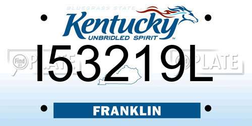 I53219L Kentucky License Plate