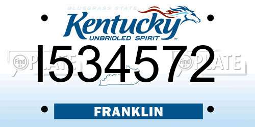 I534572 Kentucky License Plate