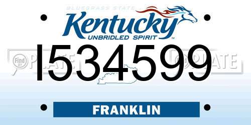 I534599 Kentucky License Plate