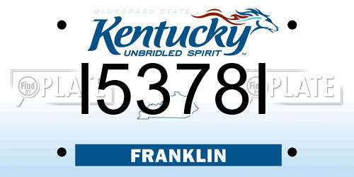 I5378I Kentucky License Plate