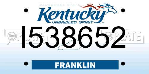 I538652 Kentucky License Plate