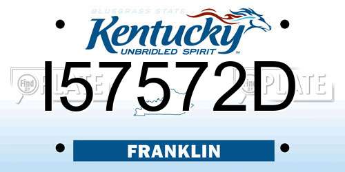 I57572D Kentucky License Plate