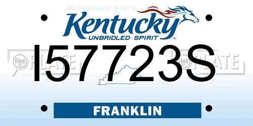 I57723S Kentucky License Plate