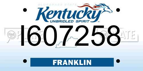 I607258 Kentucky License Plate