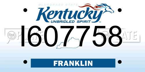 I607758 Kentucky License Plate