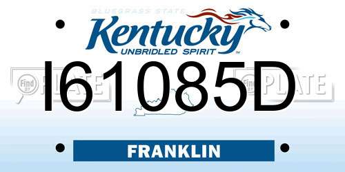 I61085D Kentucky License Plate