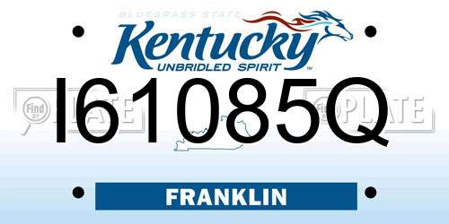 I61085Q Kentucky License Plate