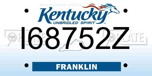 I68752Z Kentucky License Plate