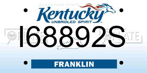 I68892S Kentucky License Plate