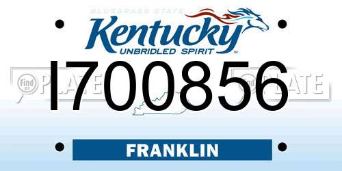 I700856 Kentucky License Plate
