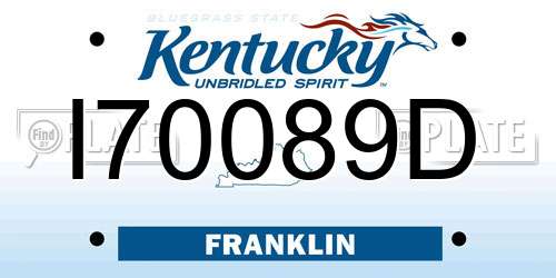 I70089D Kentucky License Plate