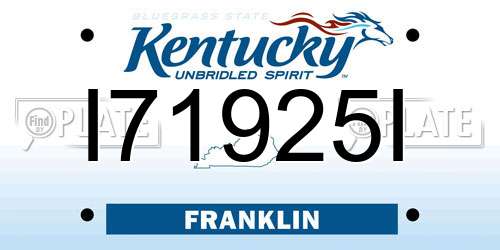 I71925I Kentucky License Plate