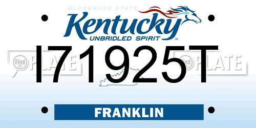 I71925T Kentucky License Plate