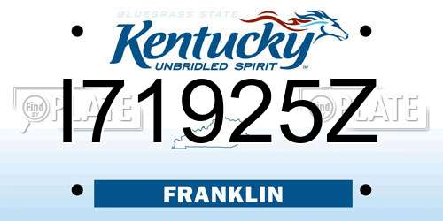 I71925Z Kentucky License Plate