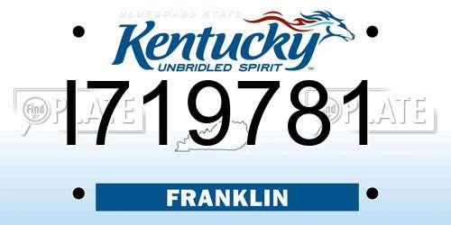 I719781 Kentucky License Plate