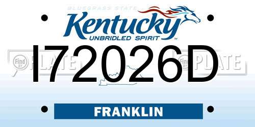 I72026D Kentucky License Plate