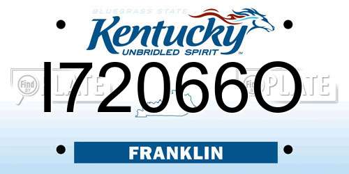 I72066O Kentucky License Plate