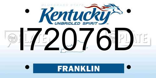 I72076D Kentucky License Plate