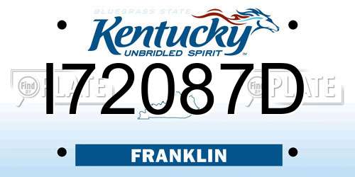 I72087D Kentucky License Plate
