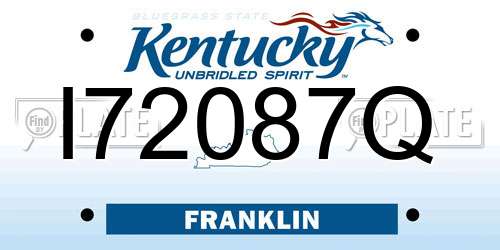 I72087Q Kentucky License Plate