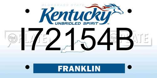 I72154B Kentucky License Plate