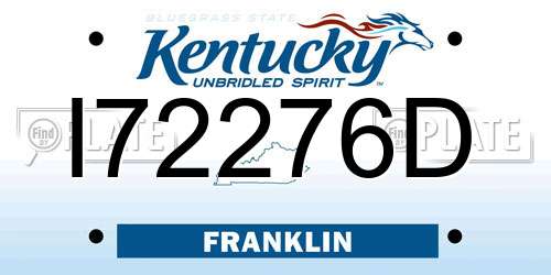 I72276D Kentucky License Plate
