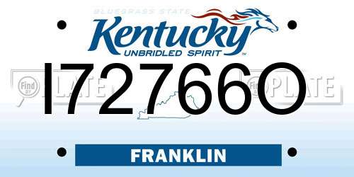 I72766O Kentucky License Plate