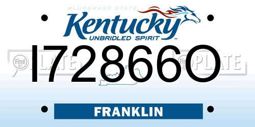 I72866O Kentucky License Plate