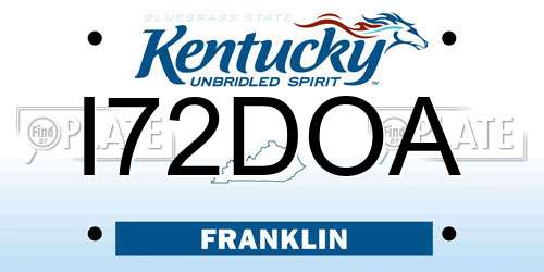 I72DOA Kentucky License Plate