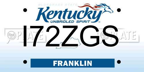 I72ZGS Kentucky License Plate