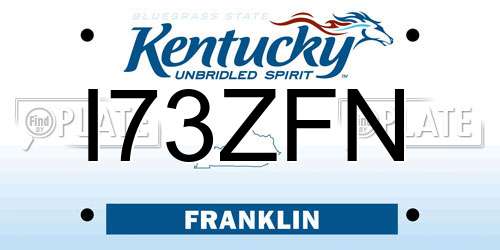 I73ZFN Kentucky License Plate