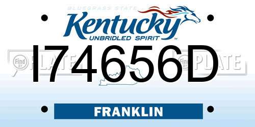 I74656D Kentucky License Plate