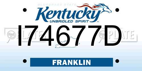 I74677D Kentucky License Plate