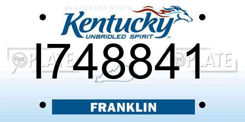 I748841 Kentucky License Plate