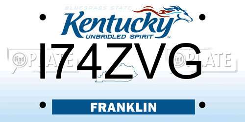 I74ZVG Kentucky License Plate