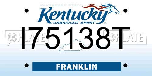 I75138T Kentucky License Plate