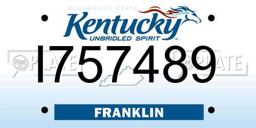 I757489 Kentucky License Plate