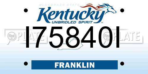 I75840I Kentucky License Plate