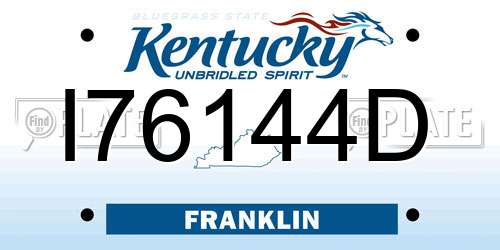 I76144D Kentucky License Plate