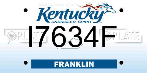 I7634F Kentucky License Plate