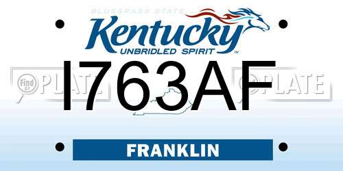 I763AF Kentucky License Plate