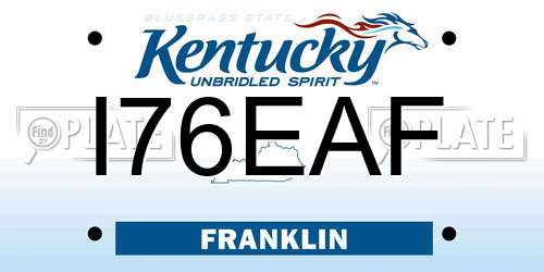 I76EAF Kentucky License Plate